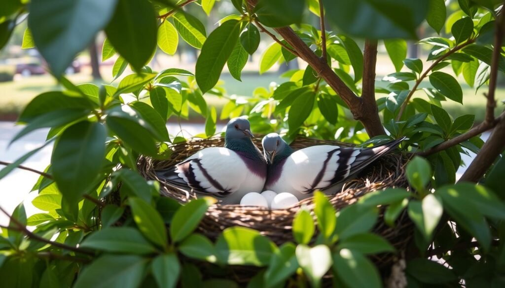 cycle de reproduction des pigeons