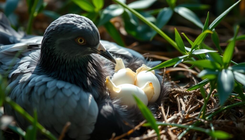 fécondation des œufs de pigeon