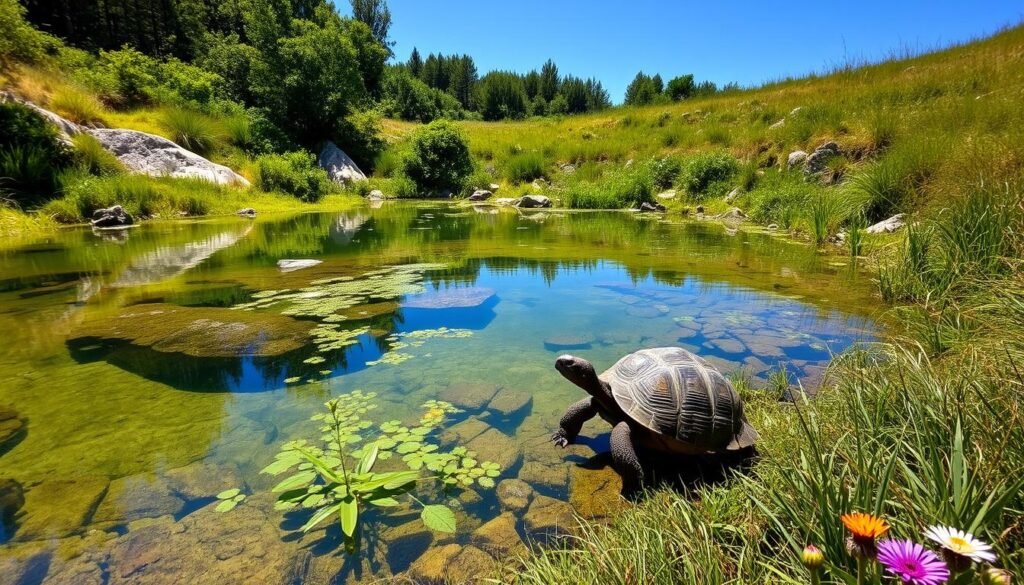 environnement semi-aquatique pour tortue Hermann