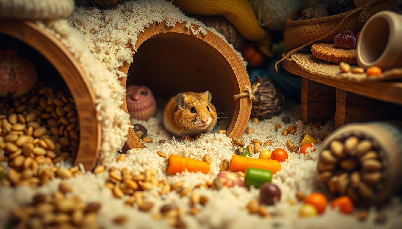 le hamster y cache ses provisions