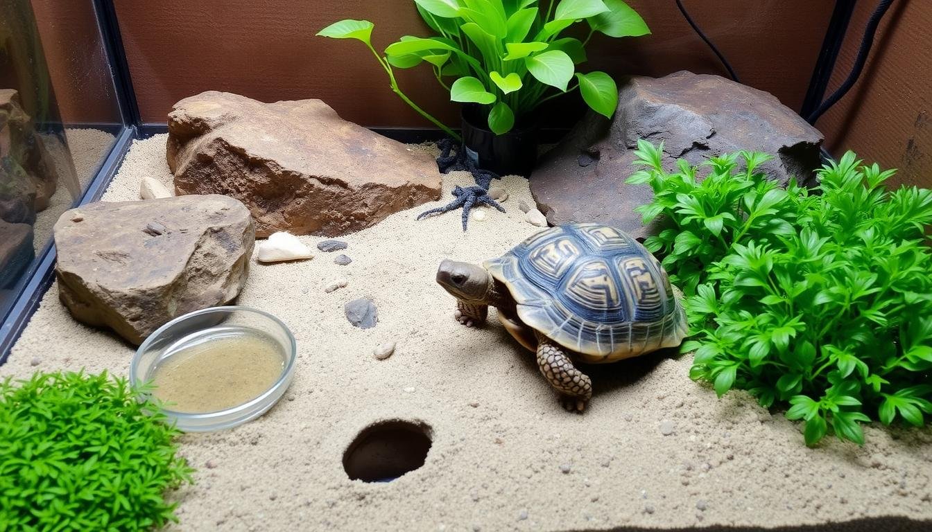 que mettre au fond d'un terrarium pour tortue hermann