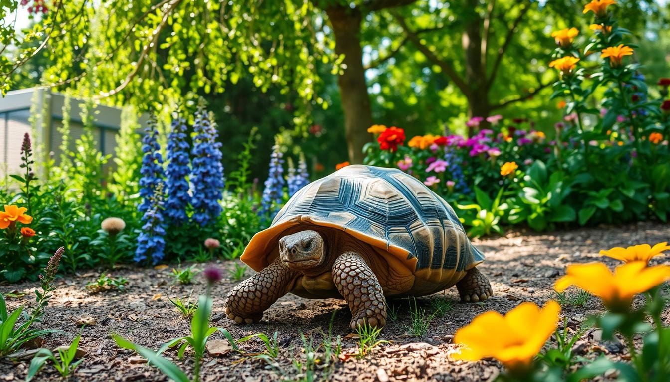 tortue hermann en liberté dans le jardin